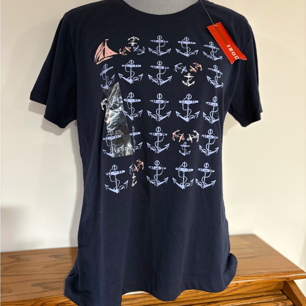 IZOD Navy Blue women’s Anchor Graphic T-Shirt size XL